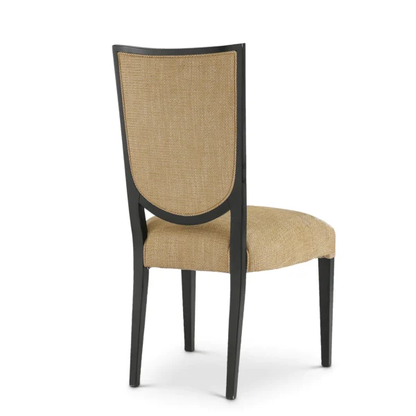 Elegant Italian luxury design chair with beige upholstery and sleek black frame, perfect for high-end interiors.