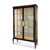 Luxury Italian glass display cabinet with modern design, showcasing elegant craftsmanship and high-end appeal.