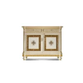 Elegant handmade wooden cabinet with intricate patterns, ideal for luxury villas and palaces. Italian craftsmanship.