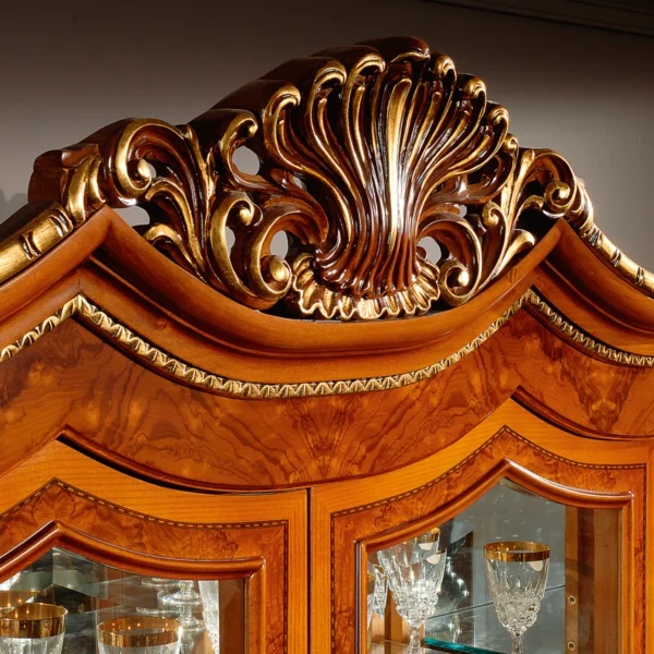 Elegant display cabinet showcasing fine custom furniture, made in Italy