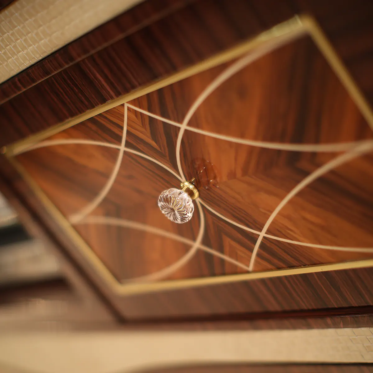 Luxury handcrafted wooden panel with intricate design, Italian artisan furniture for villas and palaces.
