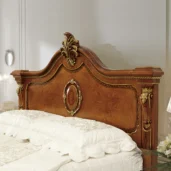 Prestige Bed by Marzorati - Luxurious Italian handcrafted bed with white ash burl veneer and walnut borders.