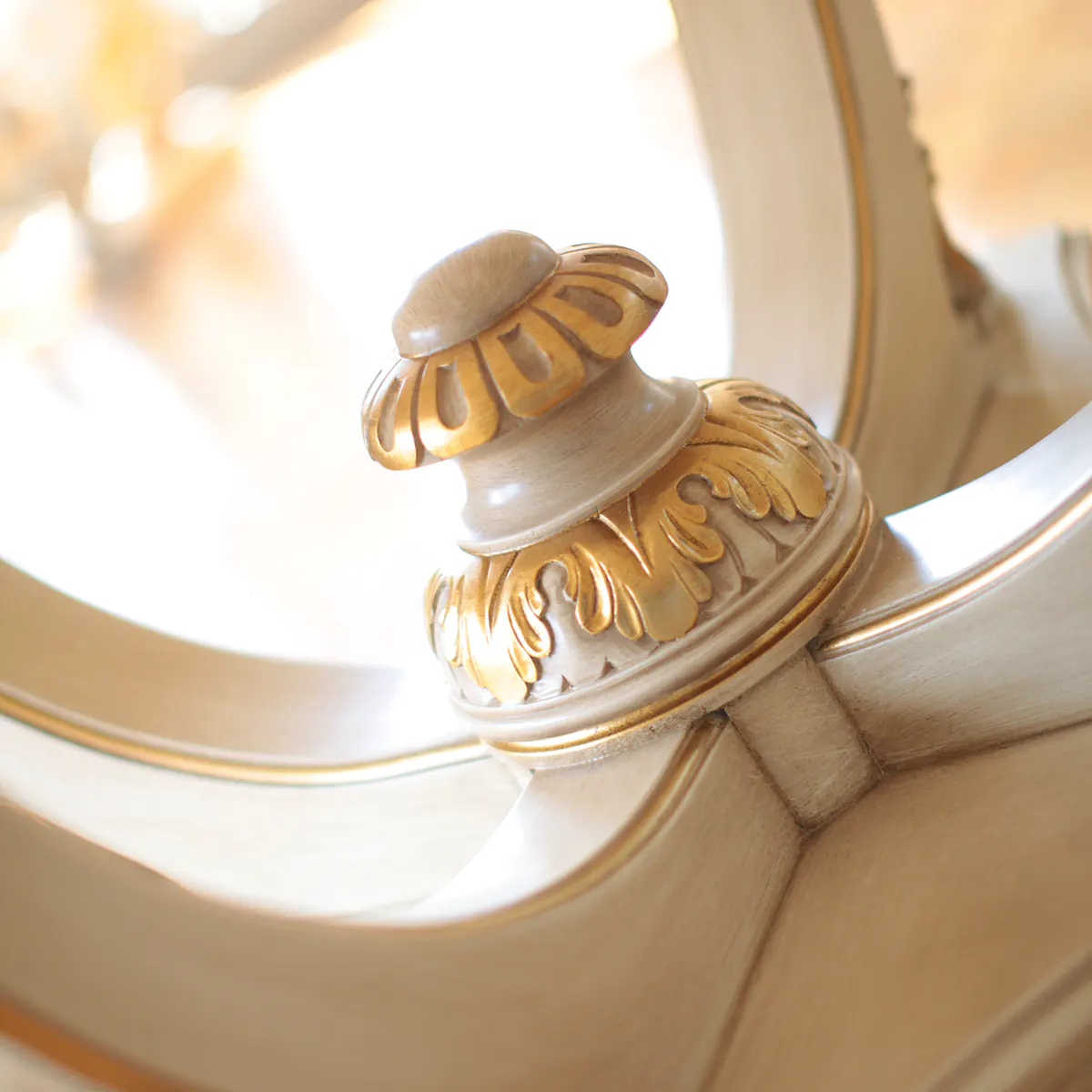 Elegant gold-accented Italian luxury furniture detail, showcasing exquisite craftsmanship and design.