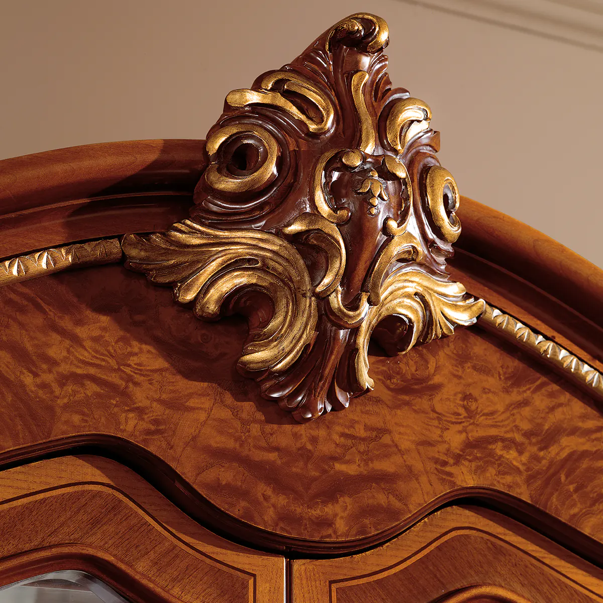 Elegant display cabinet showcasing fine custom furniture, made in Italy