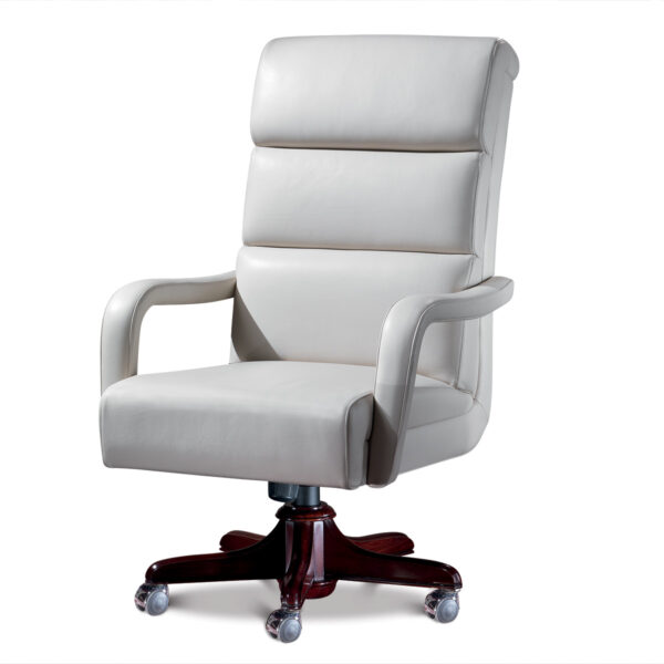 TRUMAN chair in white leather, luxury and elegant office chair.