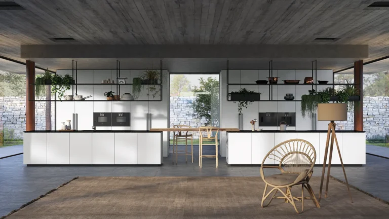 Cucina moderna di lusso con mobili italiani di design, eleganza e funzionalità in ambienti raffinati.