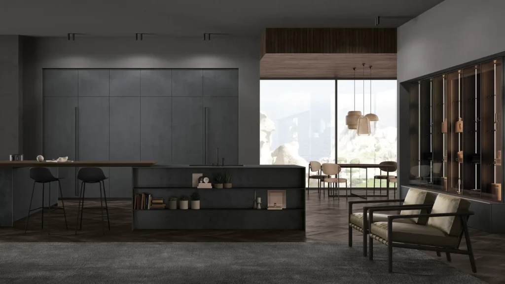 Küchen nach Maß, handgefertigt in Italien Maßküche mit Kochinsel und Arbeitsplatten aus Quarz in einer Villa in Varese