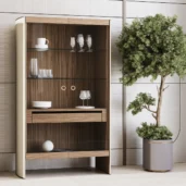 Vetrina di design italiano in legno, lusso moderno. Eleganza e praticità per arredamenti raffinati.