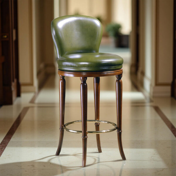 Sgabello da Bar in pelle verde elegante e robusto