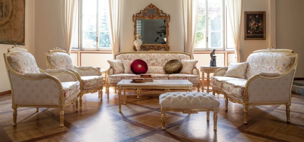 Diwaniya seating in Arabic style furniture showcasing Italian craftsmanship