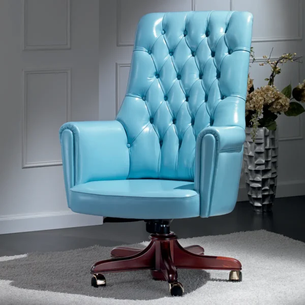 light blue leather executive chair