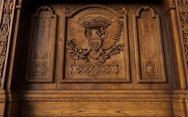 Resolute Desk in the Oval Office paired with a luxury presidential leather chair, symbolizing craftsmanship and authority.