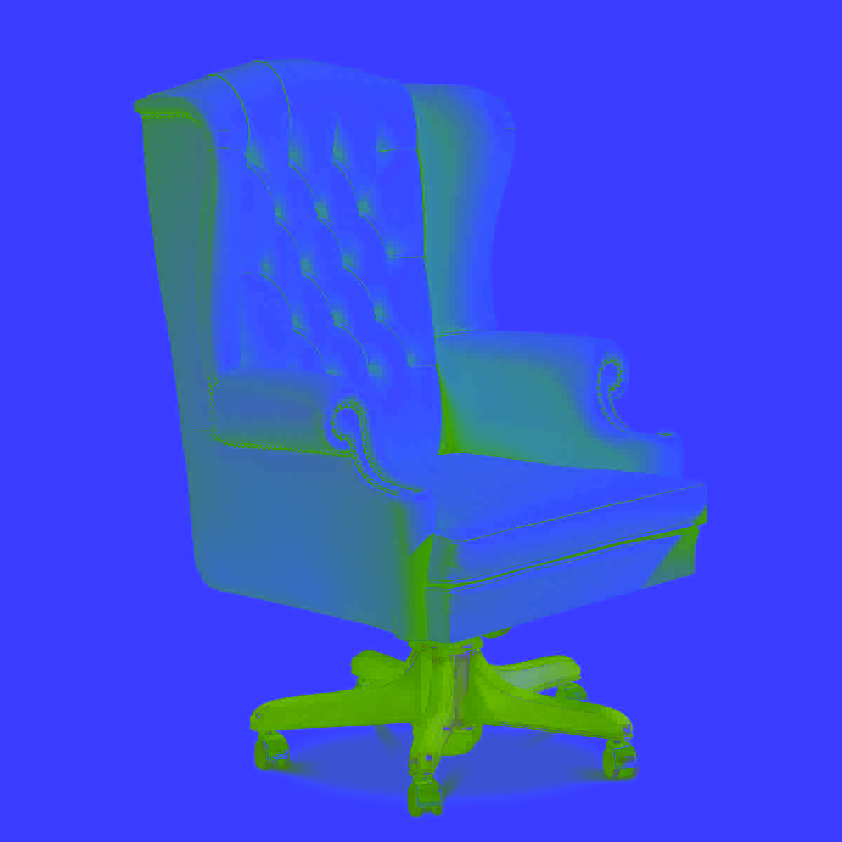Poltrona da ufficio wingback in pelle beige con base in legno