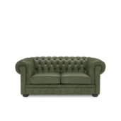 Luxury green leather Chesterfield sofa, classic design for elegant living rooms