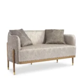 Luxury modern light fabric sofa with brass legs and tips, ideal for elegant living rooms