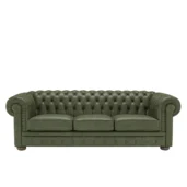 Luxury green leather Chesterfield sofa, classic design for elegant living rooms