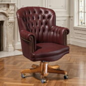 Bordeaux leather executive chair with tufted design, perfect for luxury offices and classic professional interiors