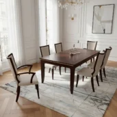 Luxury extendable dining table handcrafted in Italy, made of solid wood with elegant contemporary design.