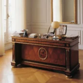 Empire-style luxury writing desk in fine wood with Italian handcrafted details and classic finishes.