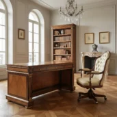 Empire-style luxury writing desk in fine wood with Italian handcrafted details and classic finishes.