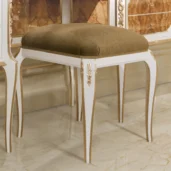 Upholstered pouf with gold details, Alba collection by Marzorati