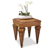 Squared coffee table, hand-carved with gold details, Italian baroque style — Ambra collection by Marzorati