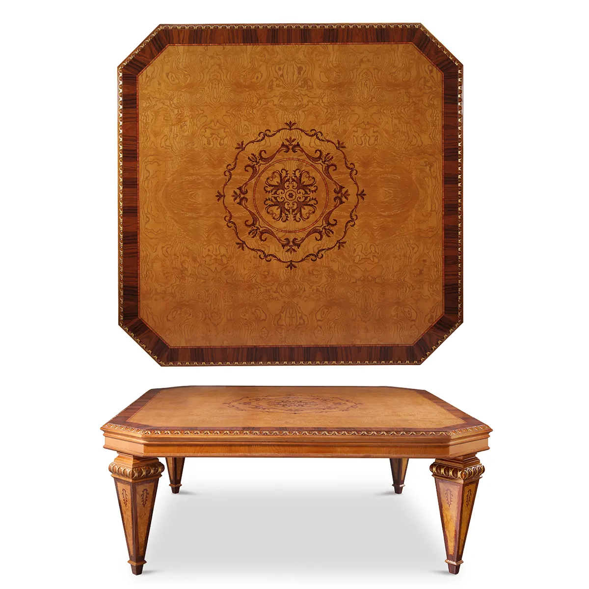 Squared Maxi Coffee Table Carved Gold Squared maxi coffee table, hand-carved with gold details, Italian baroque style — Ambra collection by Marzorati