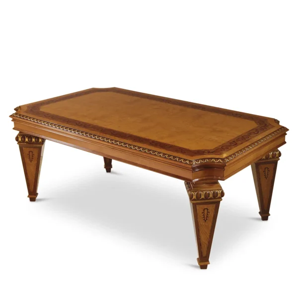 Rectangular coffee table, hand-carved with gold details, Italian baroque style — Ambra collection by Marzorati