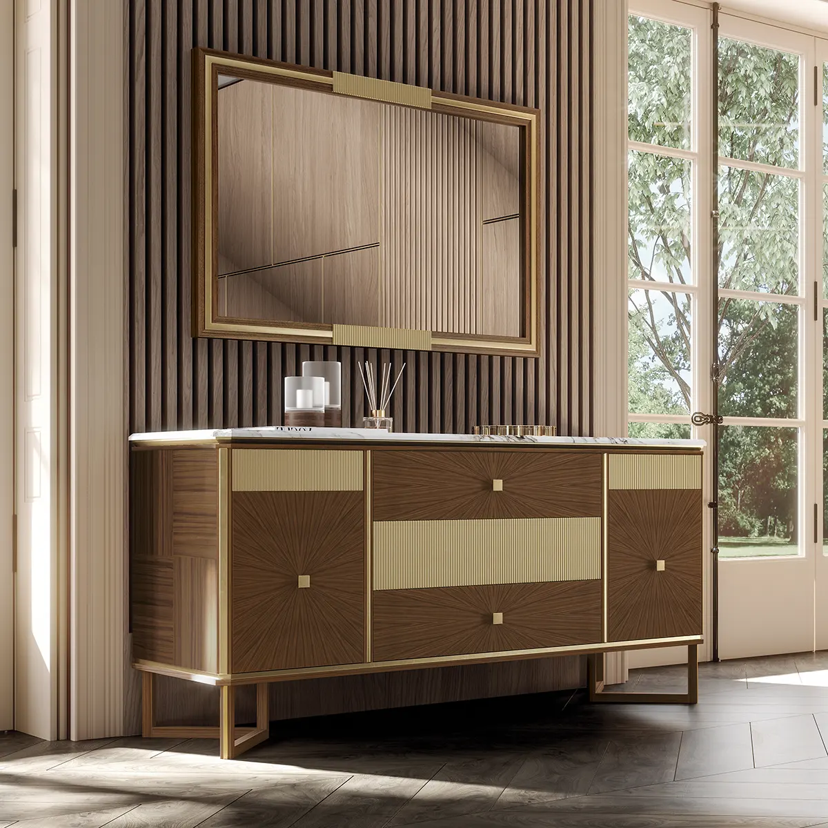 Brera Double Dresser with Mirror Brera double dresser with matching mirror, bedroom setting
