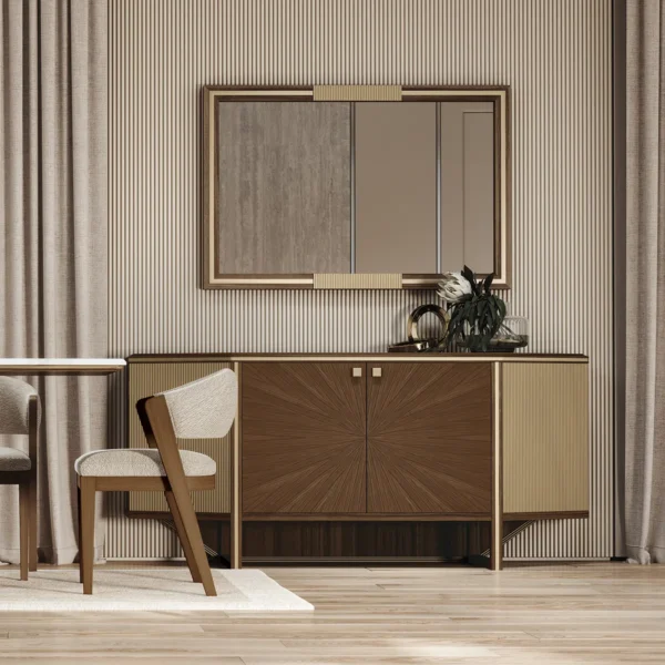 Brera modern sideboard with mirror, luxury living room setting