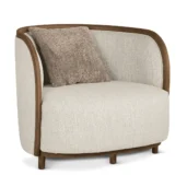 Brera beige armchair with wood frame, luxury Italian design