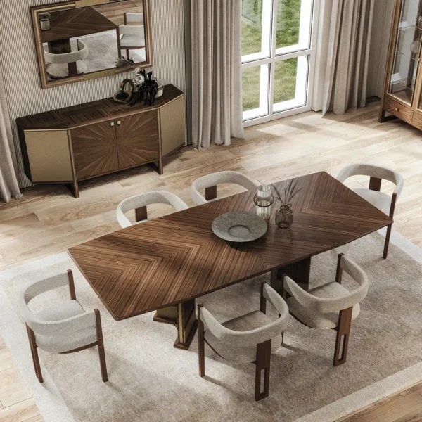 Brera table with wooden top and matching chairs, modern dining room