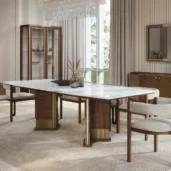 Brera dining table with marble top, luxury Italian design