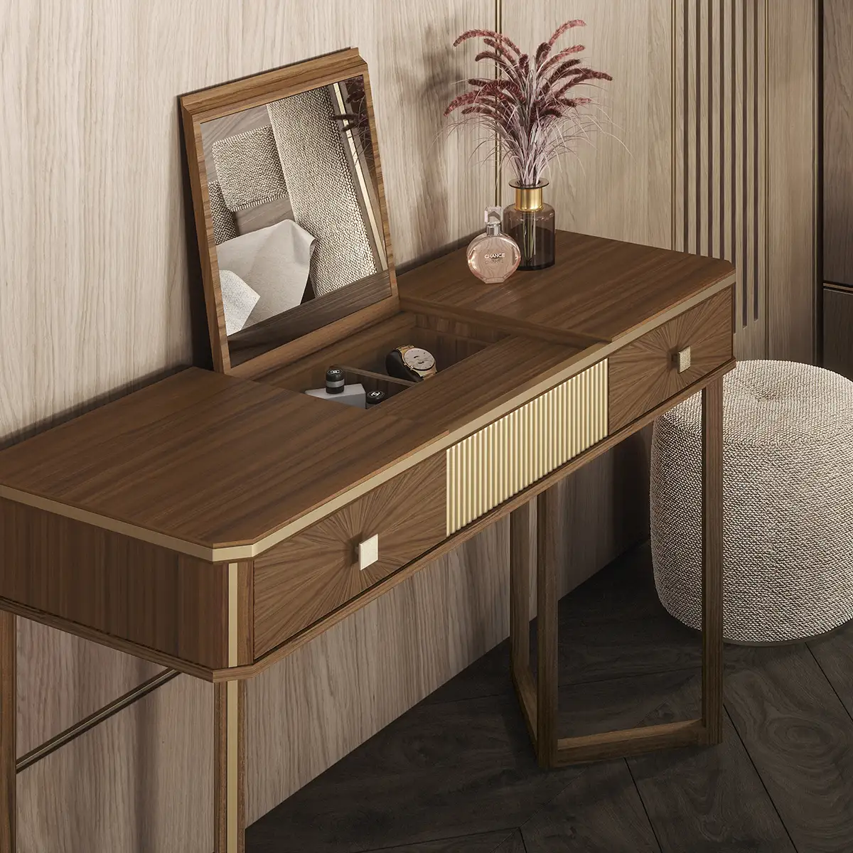 Brera Vanity Dresser Brera wooden vanity dresser with mirror, luxury Italian design