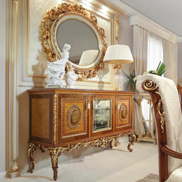 Carmen 3-door sideboard with gold details, Marzorati collection