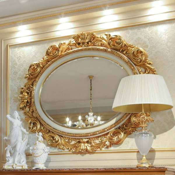 Carmen oval mirror with gilded frame, Marzorati collection