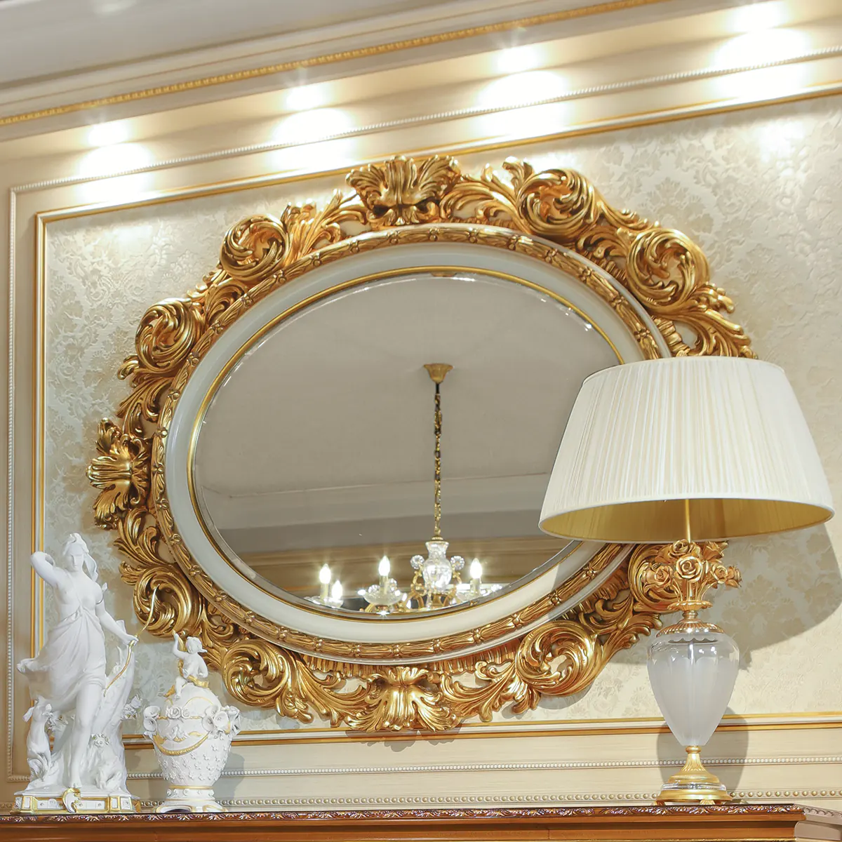 Carmen Oval Mirror Gilded Carmen oval mirror with gilded frame, Marzorati collection