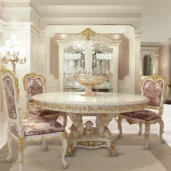 Carmen round table with gold details, Marzorati collection