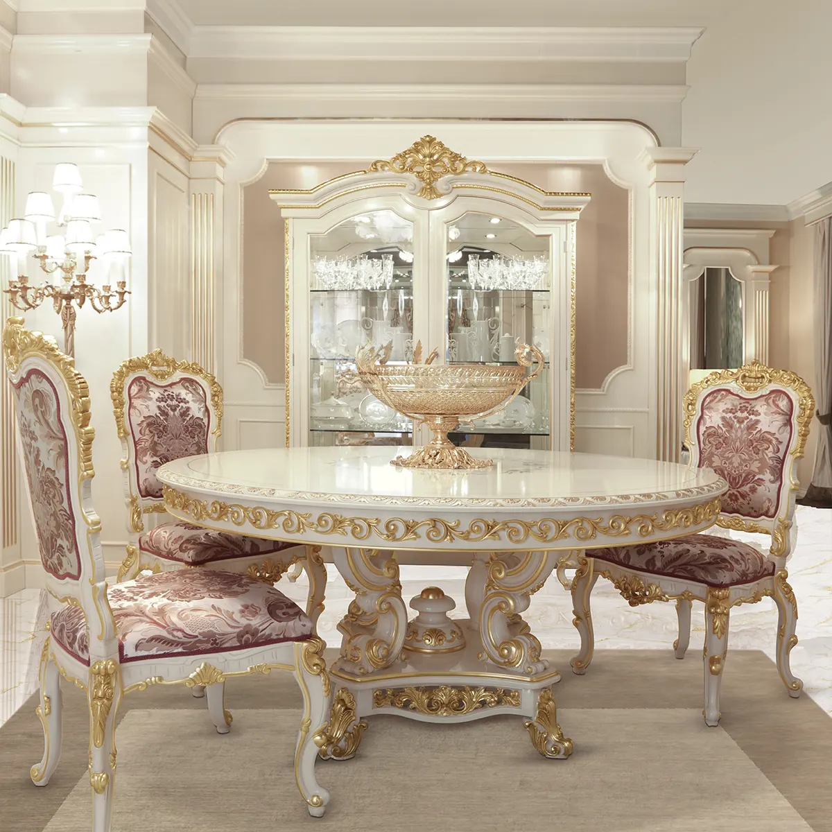 Carmen Round Table Gold Details Carmen round table with gold details, Marzorati collection