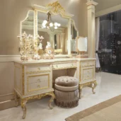 Carmen vanity dresser with mirror and gold details, Marzorati collection