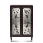 Chelsea display cabinet in solid walnut, glass doors, luxury Italian craftsmanship.