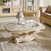 Edo oval coffee table Special base, glass top, living room setting