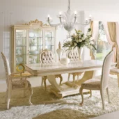 Edo table with C base, dining room setting with chairs