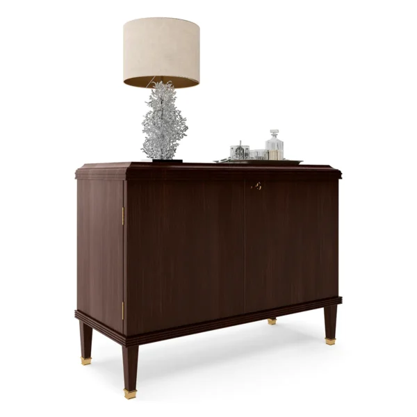 Chelsea sideboard in dark wood with gold details, Italian craftsmanship.