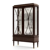 Chelsea display cabinet in solid walnut with glass doors, Italian craftsmanship.