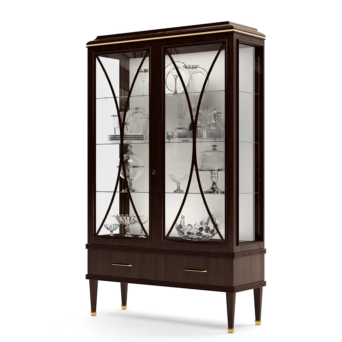 CHELSEA display cabinet EN Chelsea display cabinet in solid walnut with glass doors, Italian craftsmanship.