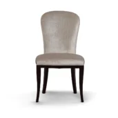 Greenwich chair upholstered in beige velvet, dark wood legs, Italian craftsmanship.