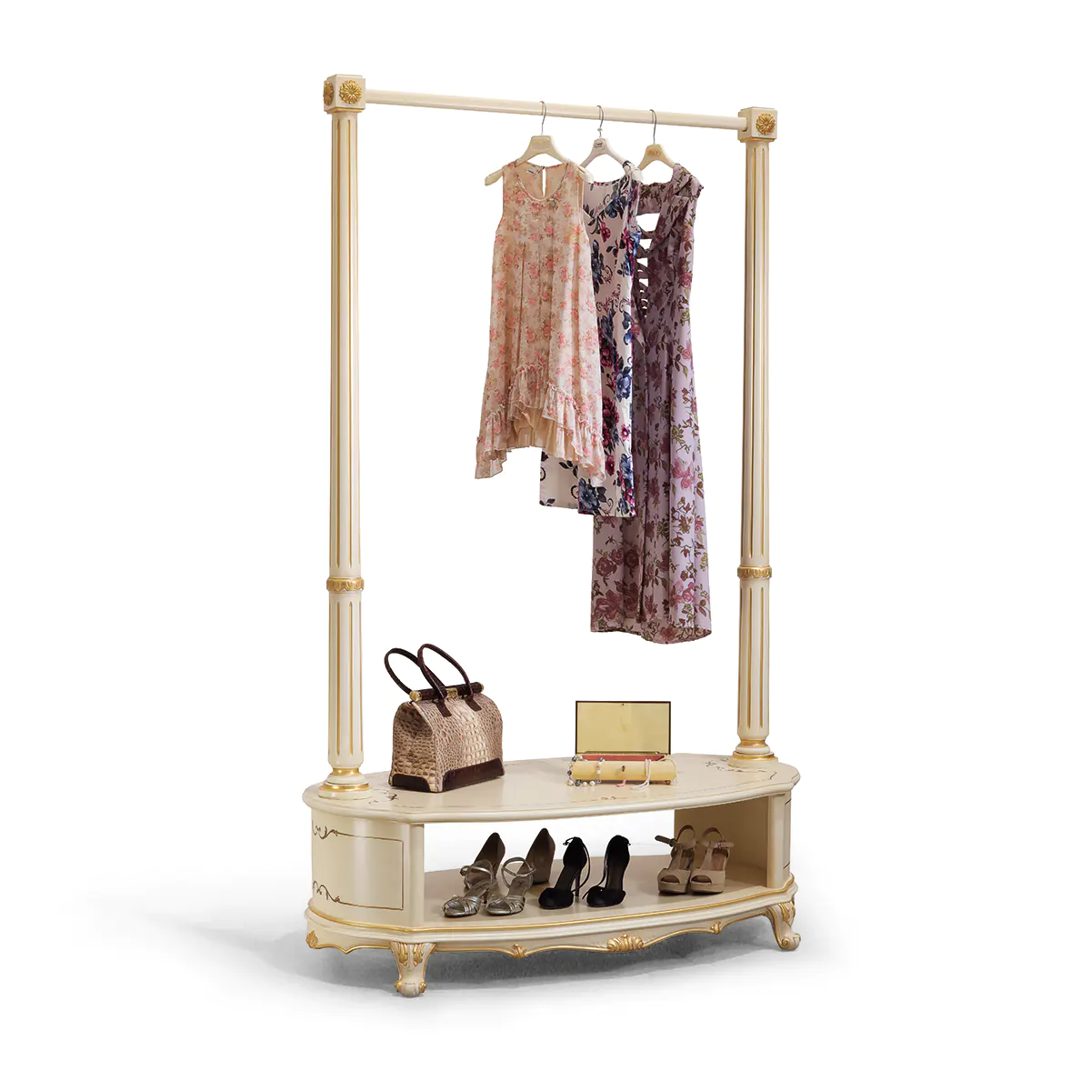 LOUVRE coat rack thumbnail EN Louvre coat rack in carved wood with gold details, luxury Italian craftsmanship.