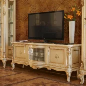 Louvre TV stand in carved wood, luxury Italian craftsmanship.