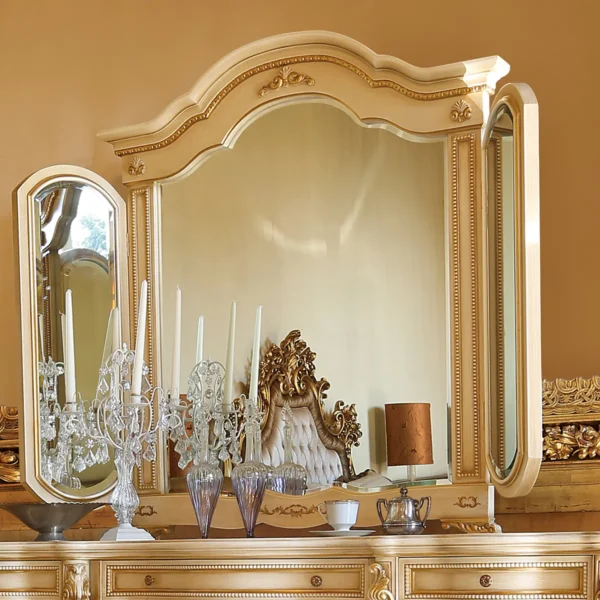 Louvre 3-panel adjustable mirror, designed for the vanity dresser, luxury Italian craftsmanship.